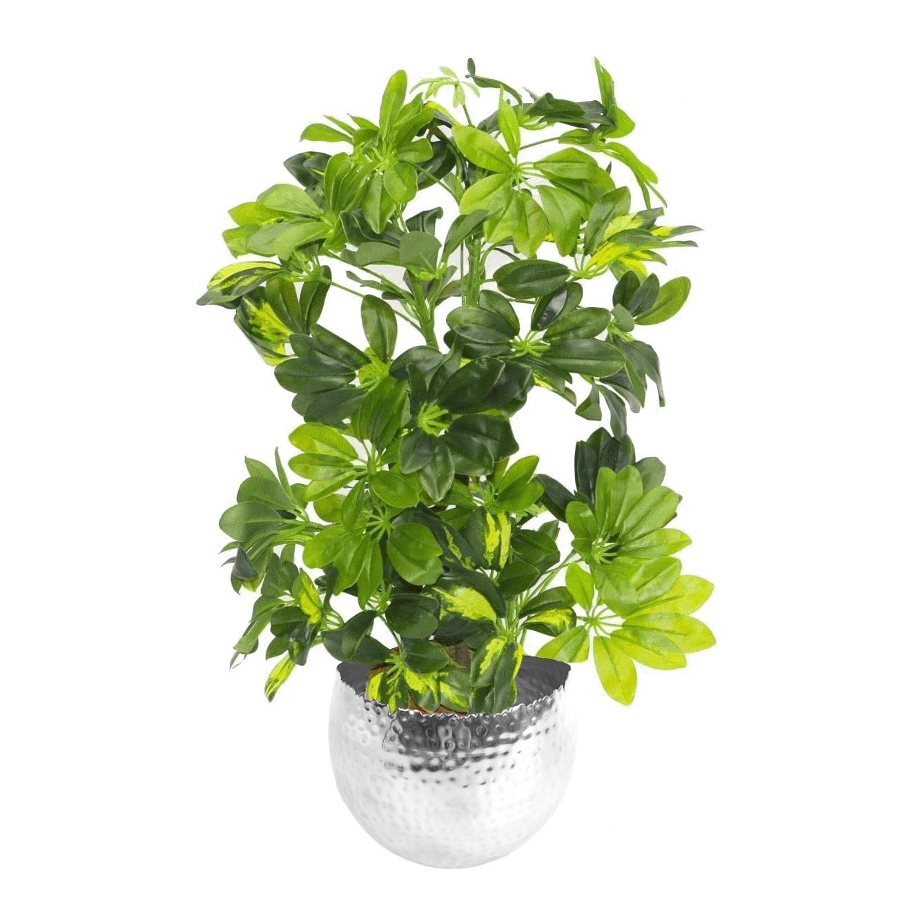 Artificial Plant 75cm Green Yellow Gold Capella Silver Metal Home Decor Planter