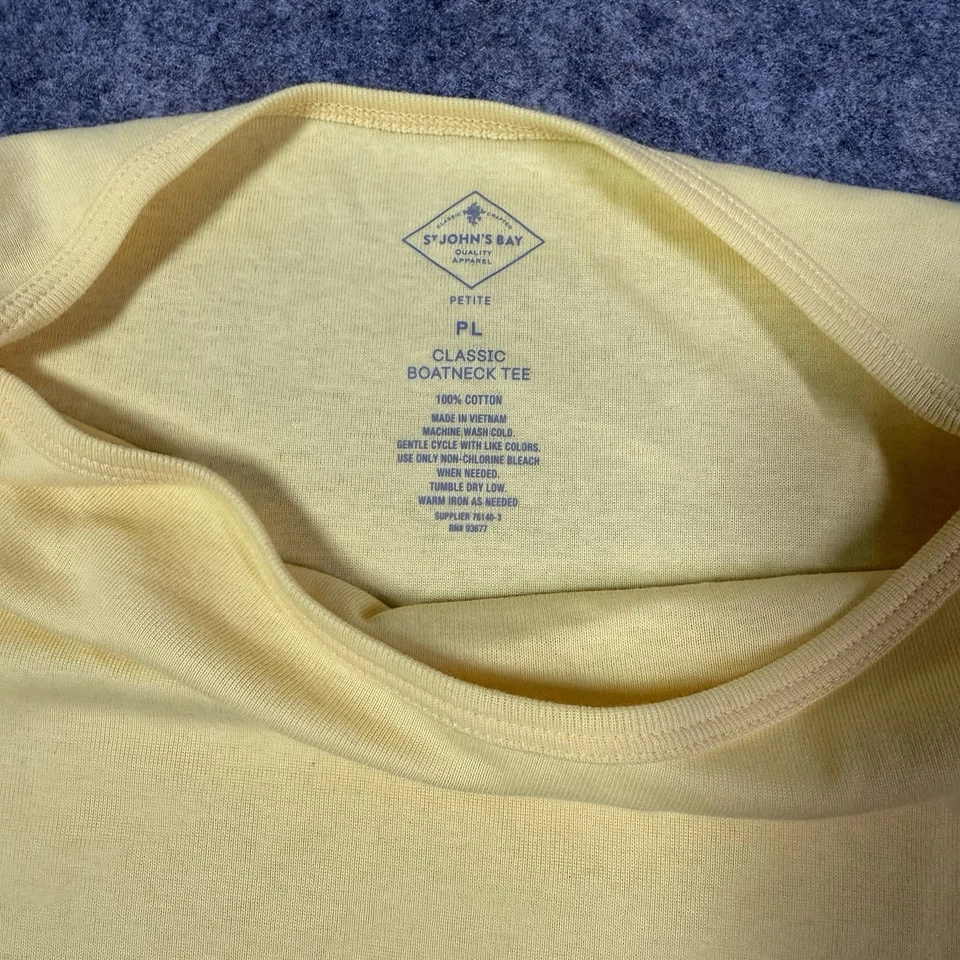 Camiseta clásica de manga corta St. Johns Bay cuello barco para mujer talla PL pequeña amarilla Foto 3 de 4