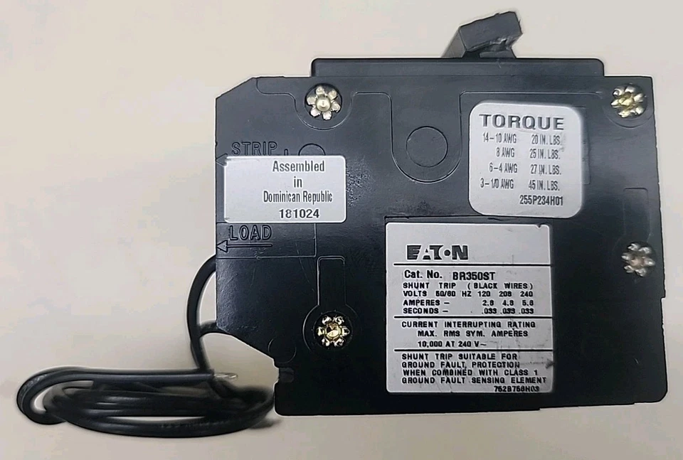 Disyuntor EATON BR350ST 3 polos 50 amperios 120/240v con disparo de derivación (NUEVO) Foto 2 de 4
