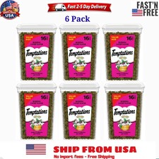 6 PACK Temptations Cat Treats, Classic Crunchy and Soft Cat Treats, 16 oz. Tub