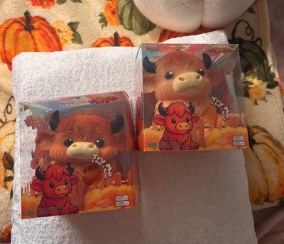 2-NEW REAL PPNC Highland Cows Squishy's   Light Brown & Dark Brown 100% Sealed