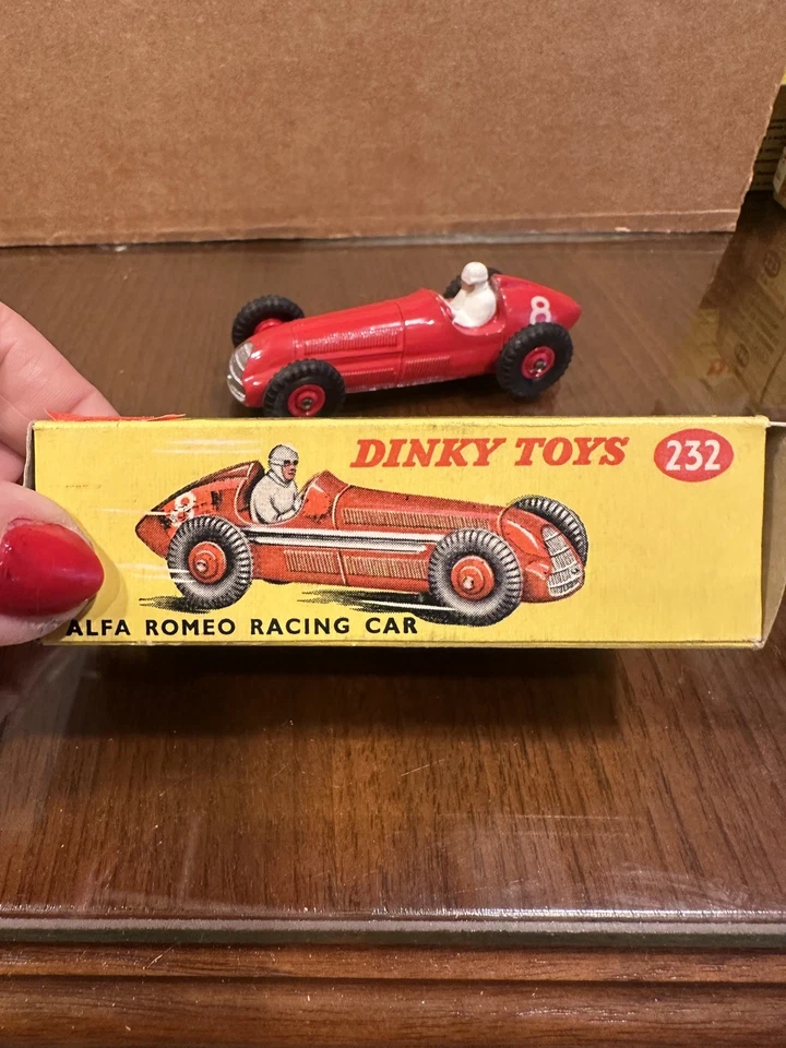 DINKY No.232 - Alfa Romero RACING CAR #8 (Red) + Original BOX (1954-1960) VGC  - Image 4 of 4