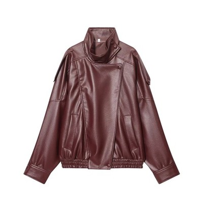Streetwear Coat Leather Jackets Women Long Sleeve Elastic Oversized Coat Fashion