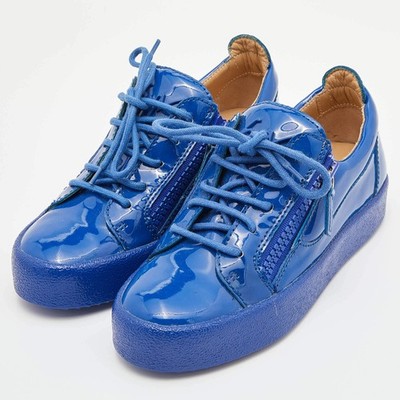 Giuseppe Zanotti Blue Patent Leather Donna Low Top Sneakers Size