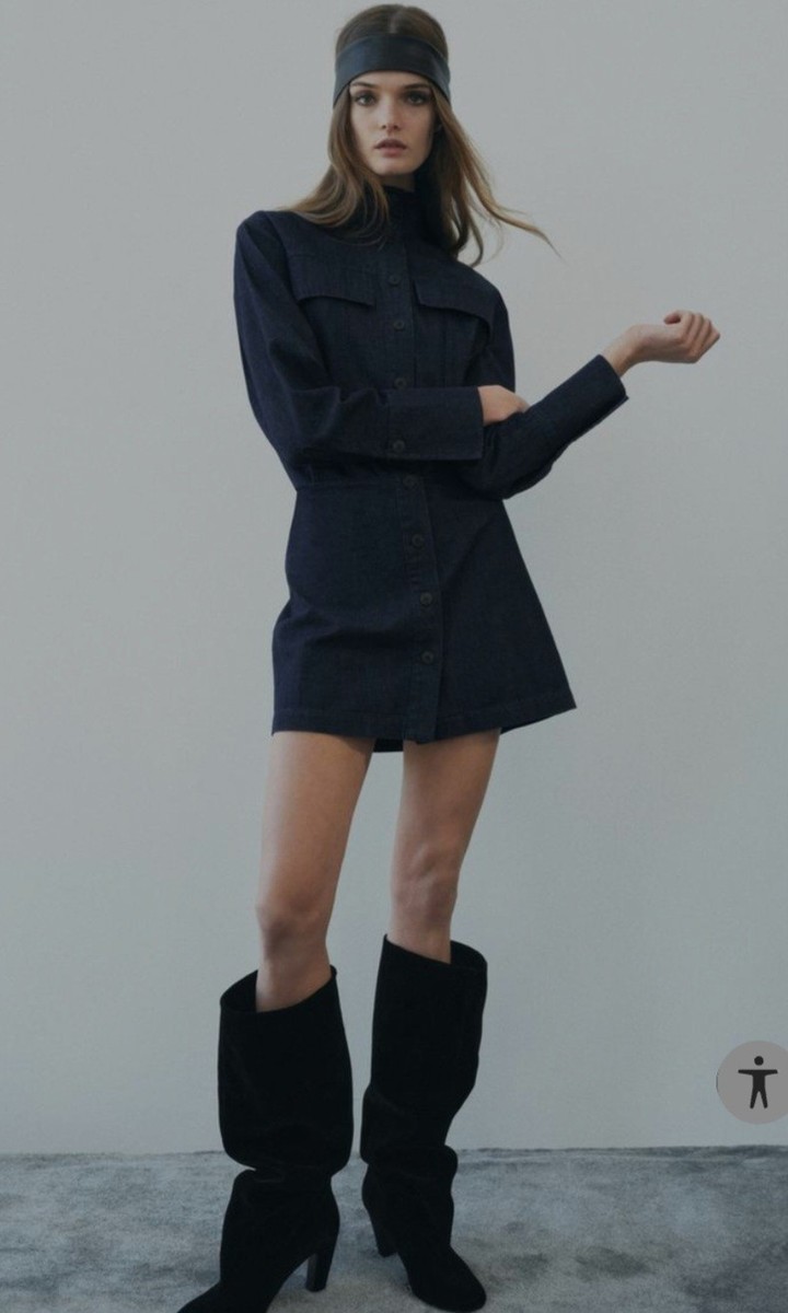 zara black denim dress Pocket Denin Size S Strapless dress Select your size:8.5 30s dress The Infamous Dress Optical Side zip closure hidden