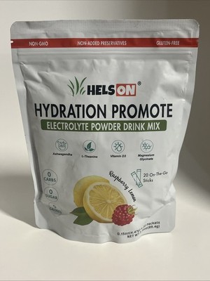 Helson Hydration Promote Electrolyte Powder Drink Mix Rasberry Lemon 12/26