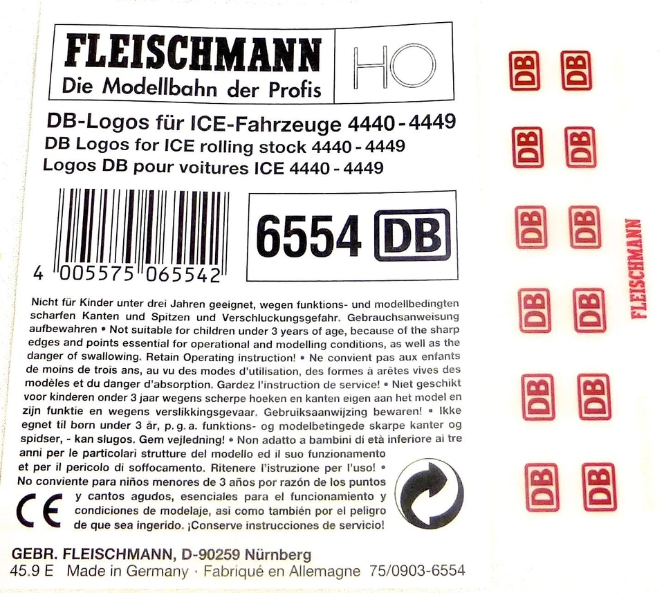 DB ICE Logos 6554 Fleischmann 4440 4441 4442 4443 4444 4445 4446 4447 4448 H0 µ*