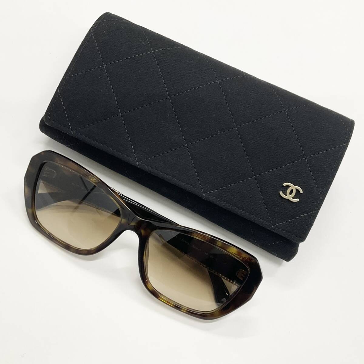 Chanel Tortoiseshell Coco Mark Rectangle Brown Le… - image 8