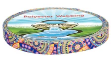 Country Brook Design® 3/4 Inch Yellow Boho Mandala Polyester Webbing, 5 Yards