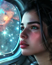 8x10 Photo Art Print - Pretty Girl Space Traveler Artwork Signed Collectable