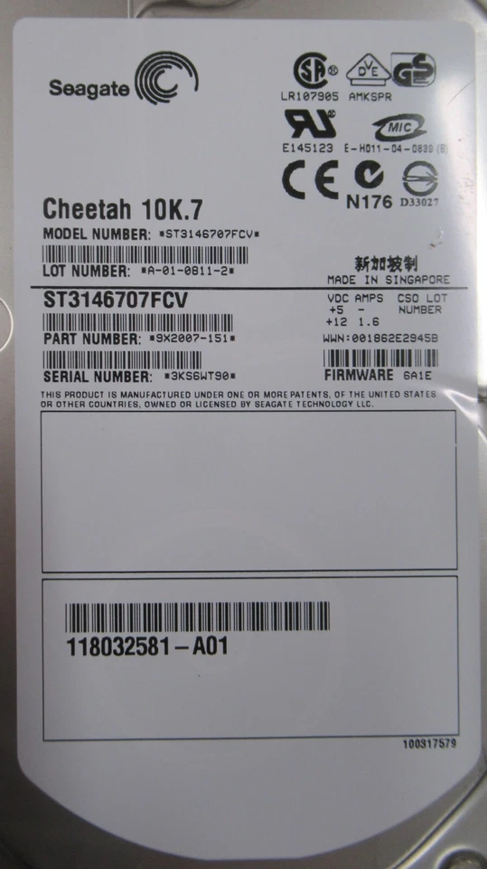 Seagate ST3146707FCV 146GB 10K RPM FC 3.5" Hard Drive HDD With Caddy 9X2007-131 - Image 4 of 4