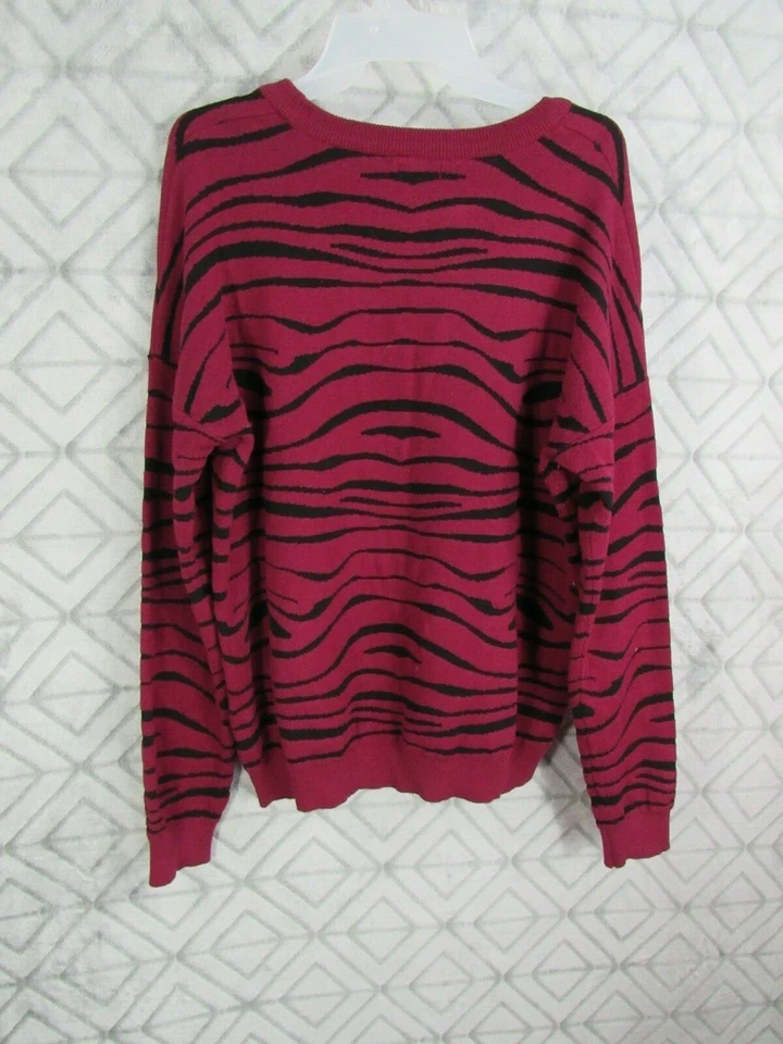 Top Bongo Talla XL Granate Negro Animal Rayas Cuello Redondo Manga Larga Informal Trabajo Foto 3 de 3