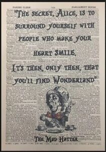 DICTIONARY PAGE ART PRINT VINTAGE Bonkers Quote Alice in Wonderland Mad Hatter