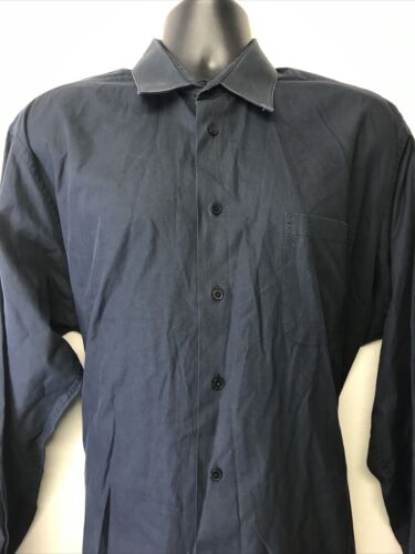 Calvin Klein Men Long Sleeve Collared Button Down Black Black Shirt SZ 17  32/33