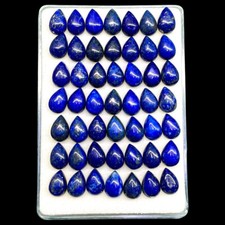 60 Pcs Natural Lapis Lazuli 10x7mm Pear Loose Cabochon Untreated Gemstones Lot