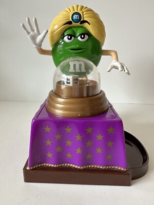 Green M&M Candy Dispenser Swami Fortune Teller Yellow Hat Magic Globe Ball