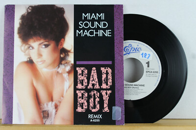 7'' - MIAMI SOUND MACHINE - Bad Boy (RMX) - Surrender Paradise - Epic 1985