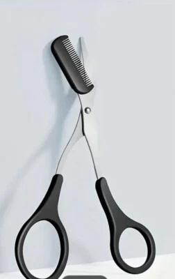 Eyebrow Scissors Comb Trimmer Eyelash Scissor Black Stainless Steel Scissor Trim