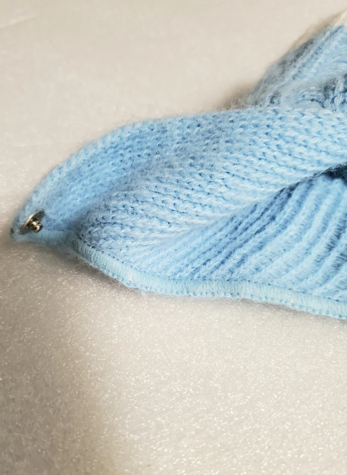 Gorra vintage de ganchillo bebé niño azul blanco con ala Foto 4 de 4