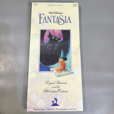 Disney Leopold Stokowski Fantasia 2 Disc CD Set Long Box 1990 Sealed Soundtrack