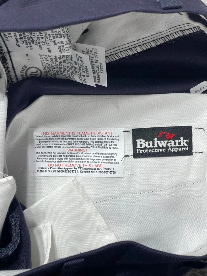 BULWARK PANTS NAVY PLW2NV2 NWOT Durable Pleated Fire Resistant FR Work 34/29 - Image 3 of 4