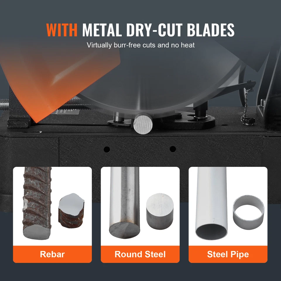 VEVOR Chop Saw 14in Mitering Chop Saw for Cutting Metal Dry Cut Saw 45° Angle - image 3 of 4