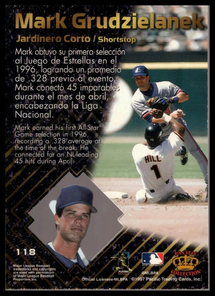 1997 PACIFIC PRISMS #118 MARK GRUDZIELANEK MONTREAL EXPOS - Image 2 of 2