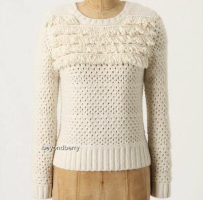 NEW Anthropologie Alabaster Tassels Sweater by Far Away From Close  Size S-M-L