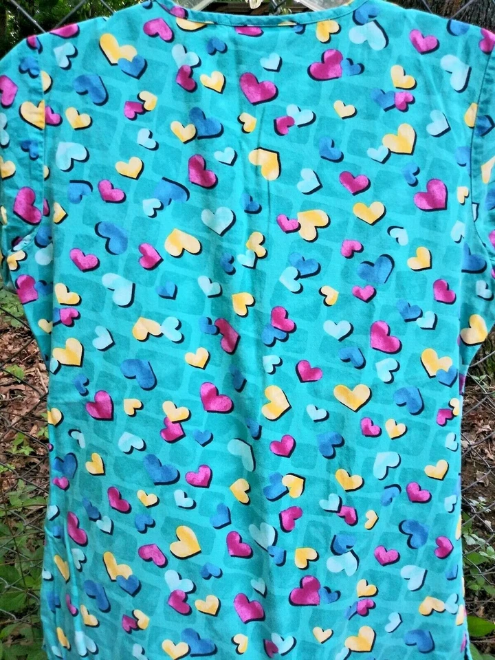 Cherokee Scrub Top Small Hearts Scrubs Medical Dental Vets Home Health Care - Image 4 of 4