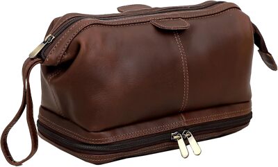 Brown Unisex Toiletry Bag Travel Dopp Kit Made With High Class Buffalo Leather