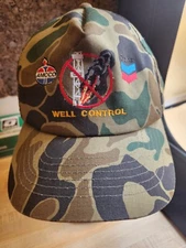 vtg Amoco Chevron Hat Oil Well Control camo camouflage gas oil field gasoline