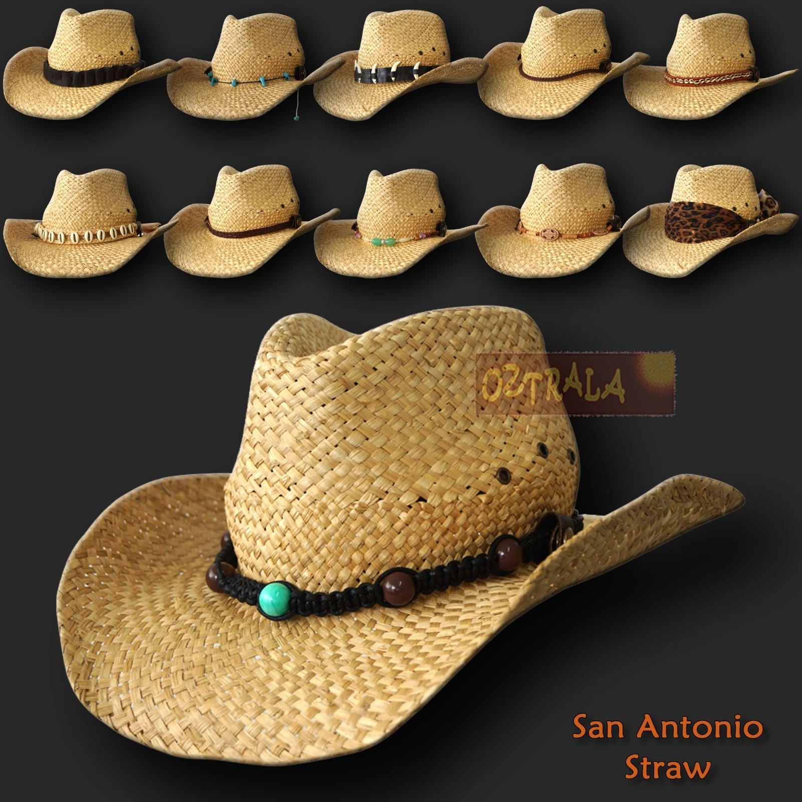 【oZtrALa】 Straw Cowboy HAT Outback Western Jacaru Mens Womens Australian Leather
Opens in a new wind