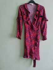 H&M Brand New Wrapped Flora Frill Edges Strap Long Sleeve Mini Dress EUR 38 UK10