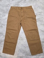 Carhartt Double Knee Carpenter Pants Mens Sz 40x32 B136-BRN Duck Canvas Loose