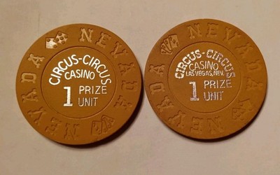 LOT OF 2 DIFFRENT Circus Circus ''1 Prize Unit'' - LAS VEGAS Casino Chip NV