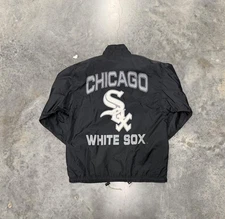 Vintage 90s Apex One Chicago White Sox Snap Black Windbreaker Jacket Sz M