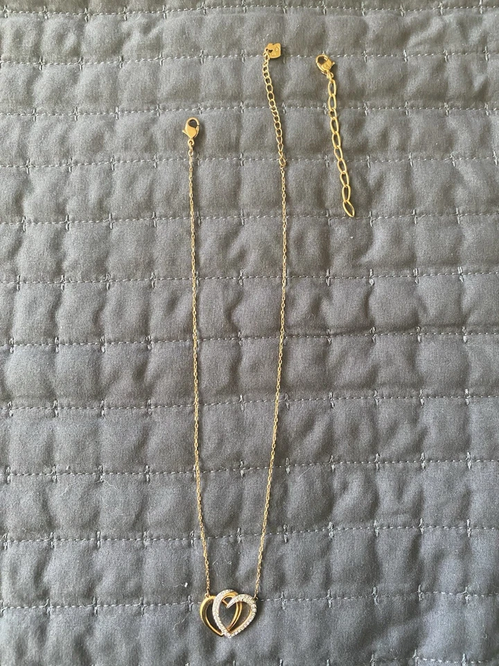 Colgante Swarovski Doble Corazón - Oro Amarillo Foto 3 de 4