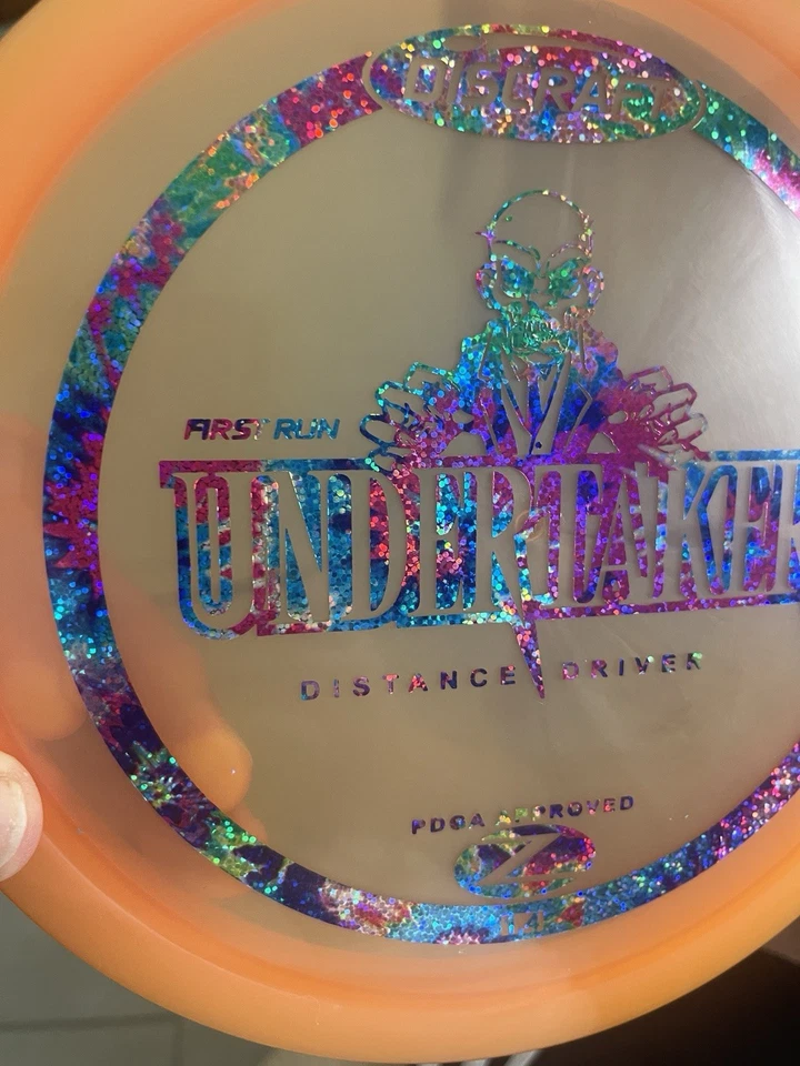Discraft Disc Golf 1st Run Orange Z Undertaker 172g Party Time Holofoil Stamp. - Image 3 of 4