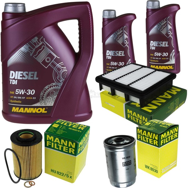 Motor-ÖL 7L Mannol Diesel Tdi 5W-30+MANN-FILTER FüR Hyundai I30 Fd 2.0 Crdi-image