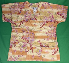 XS Orange and Floral Mad About Scrubs Scrub Top