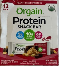 Orgain Organic Protein Snack Bars 12 Count Plant Based 10g Protein Gluten Free