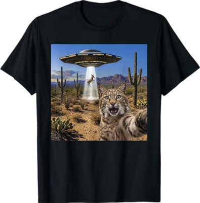 Bob Cat Selfie UFO Abduction Arizona Desert Donkey Saguaro T-Shirt