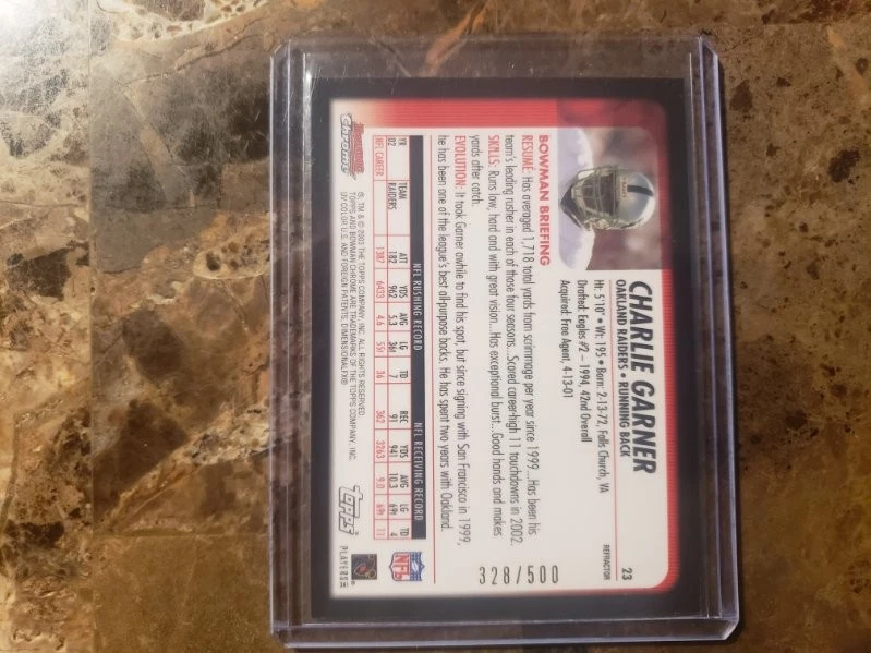 Charlie Garner 2003 Bowman Chrome Refractors #23 328/500 NM-MT - Image 2 of 2