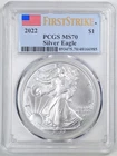 2022 1oz Silver American Eagle MS70 PCGS 48166985 First Strike
