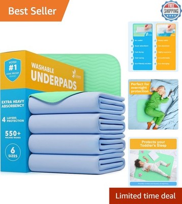 Washable Underpads - 34x36 Heavy Absorbency for All Ages (Pack of 4)