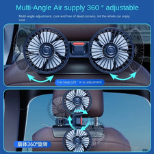 12v Dual Head Car Fan Portable Vehicle Cooler Truck 360 Rotatable Auto Cooling