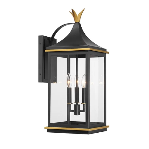 Crystorama Simpson 3Lt 10" Outdoor Sconce, Black/Textured Gold - SIM-803-MK-TG - Picture 1 of 1
