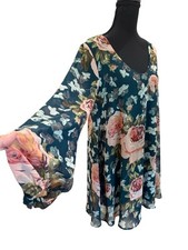 Show Me Your Mumu Dark Floral Sheer Tunic Sz S Boho Fairy Top Blouse