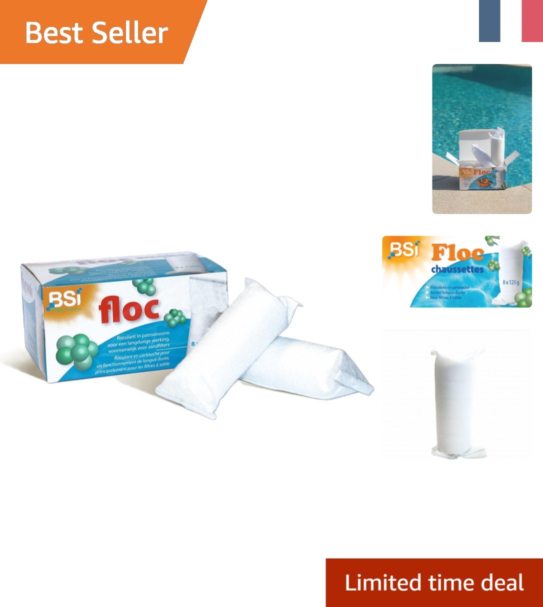 Floculant piscines et spas naturel en cartouches écologiques clarification de l'eau pack de 8