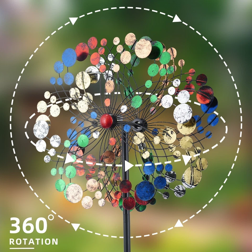 Hilandero de viento para patio y jardín - Esculturas de viento cinéticas de metal grandes Foto 3 de 4